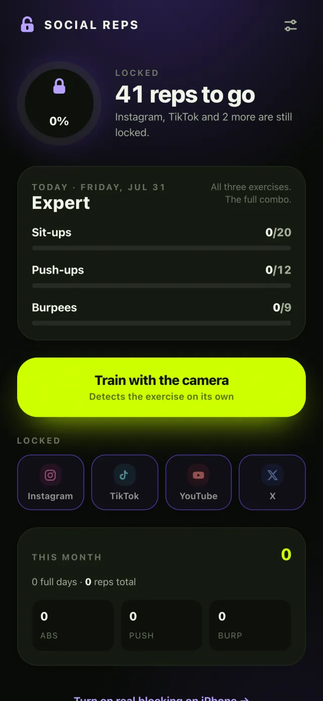 Feeds locked until the daily goal is met